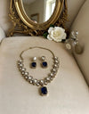 REEVA Dark blue Premium quality Moissanite and kundan cz Necklace set ,indian Pakistani wedding bridal jewelry in dark blue colour