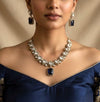 REEVA Dark blue Premium quality Moissanite and kundan cz Necklace set ,indian Pakistani wedding bridal jewelry in dark blue colour