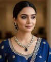 REEVA Dark blue Premium quality Moissanite and kundan cz Necklace set ,indian Pakistani wedding bridal jewelry in dark blue colour