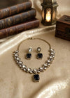 REEVA Dark blue Premium quality Moissanite and kundan cz Necklace set ,indian Pakistani wedding bridal jewelry in dark blue colour