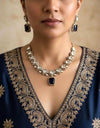 REEVA Dark blue Premium quality Moissanite and kundan cz Necklace set ,indian Pakistani wedding bridal jewelry in dark blue colour