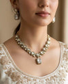 REEVA Clear stones Premium quality Moissanite and kundan cz Necklace set ,indian Pakistani wedding bridal colourless jewelry