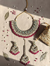 JESMINA Rani pink cz kundan and zircon  Necklace set, maangtika included,Fuchsia Indian Pakistani wedding bridal jewelry
