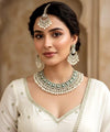 JESMINA Ivory white cz kundan and zircon  Necklace set , maangtika included, Indian Pakistani wedding bridal jewelry