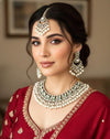 JESMINA Ivory white cz kundan and zircon  Necklace set , maangtika included, Indian Pakistani wedding bridal jewelry