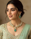 JIYA Sabyasachi inspired mint colour hasli style kundan necklace set in doublet stone Indian  pakistani wedding bridal jewelery