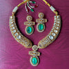 JIYA Sabyasachi inspired mint colour hasli style kundan necklace set in doublet stone Indian  pakistani wedding bridal jewelery