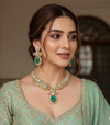 JIYA Sabyasachi inspired mint colour hasli style kundan necklace set in doublet stone Indian  pakistani wedding bridal jewelery