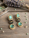 VIYA Sabyasachi inspired mint green earrings, Indian fusion earrings in mint green colour, indo western jewelry