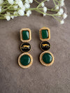 VIYA Sabyasachi inspired green colour earrings, Indian fusion earrings in green colour, indo western jewelry