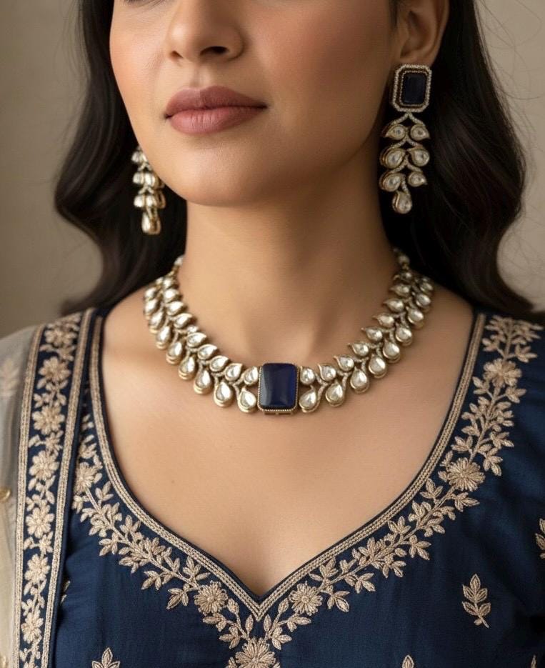 SHIRIN High quality Ruby red cz kundan polki necklace set ,Indian Pakistani bridal jewelry, Victorian style ruby red necklace and earrings