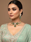 NOSHIN Sabyasachi inspired green pink and golden Fusion Kundan choker set,necklace set,indian bollywood wedding jewelry pakistani jewelry