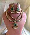 TARINI Emerald green cz polki doublet stone necklace set,Indian Pakistani green colour kundan wedding bridal jewelery