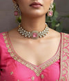 VRINDA Pink Victorian style kundan choker set,cz Indian Bridal jewelry,doublet stone,pakistani wedding jewellery