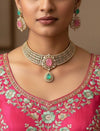 REVATI Mint pink Choker Necklace Earrings set