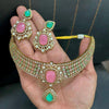 REVATI Mint pink Choker Necklace Earrings set