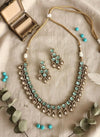 KALA High quality Mint necklace set in Polki diamond ,cz Kundan Necklace and earrings ,Indian Pakistani bridal jewelry