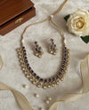 KALA High quality Purple necklace set in Polki diamond ,cz Kundan Necklace and earrings ,Indian Pakistani bridal jewelry