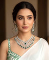 KASHIKA Emerald green necklace earrings in American Diamond, high quality cz zircon jewelry,prom,gala dinner green colour jewellery set