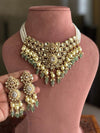 RANIA Sabyasachi inspired mint and golden cz   Polki Kundan choker necklace set, indian wedding Rajwada jewelry/ pakistani nikaah jewelry