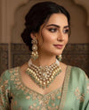 RANIA Sabyasachi inspired mint and golden cz   Polki Kundan choker necklace set, indian wedding Rajwada jewelry/ pakistani nikaah jewelry