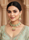 NIMISHA Sabyasachi inspired Mint pink  Fusion Kundan choker set, necklace set, indian wedding Rajwada jewelry/ pakistani jewelry