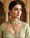 NADIRA Sabyasachi inspired Mint  Fusion Kundan choker set, necklace set, indian wedding Rajwada jewelry/ pakistani jewelry