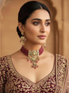 NADIRA Sabyasachi inspired Burgundy pink Fusion Kundan choker set, necklace set, indian wedding Rajwada jewelry/ pakistani jewelry