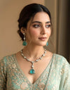 HIBA Mint green doublet stone Necklace Set in Victorian Style