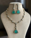 HIBA Mint green doublet stone Necklace Set in Victorian Style