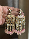 AVNI Peach Gold Tone Royal Kundan earrings / Indian dangler Earrings,Pakistani Wedding Jewelry/peach  bollywood danglers