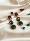 VIYA Sabyasachi inspired red green earrings, Indian fusion earrings , indo western jewelry