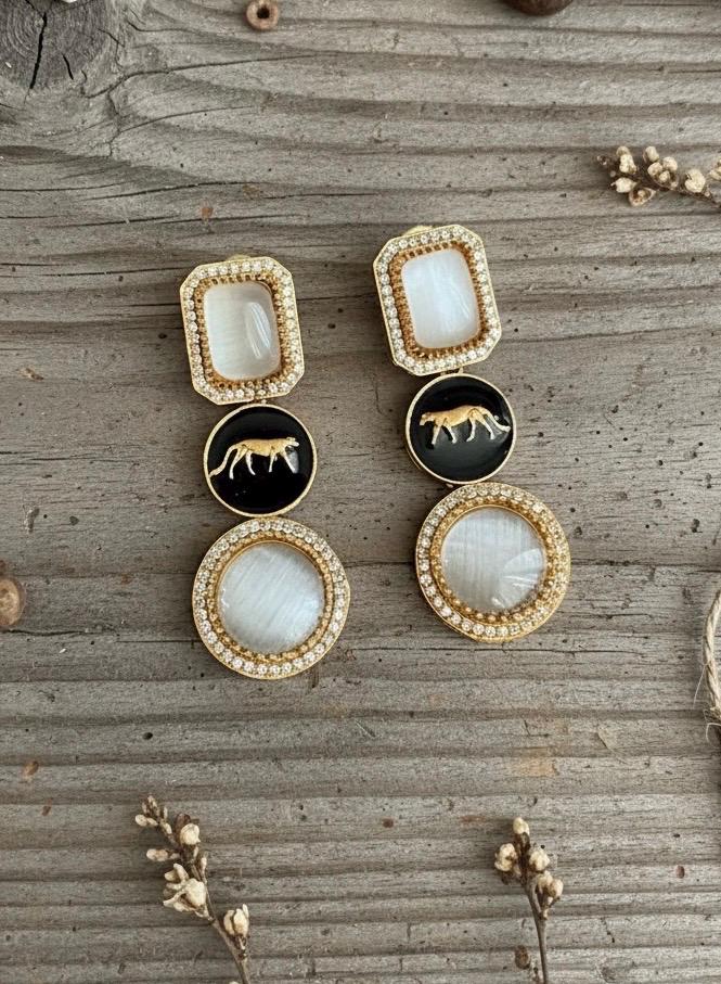 VIYA Sabyasachi inspired ivory white earrings, Indian fusion earrings , indo western jewelry