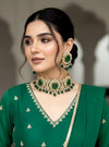 MAISHA Emerald green kundan cz choker necklace set in doublet stone,  Indian  pakistani bridal jewelry, moissanite jewelry in green colour