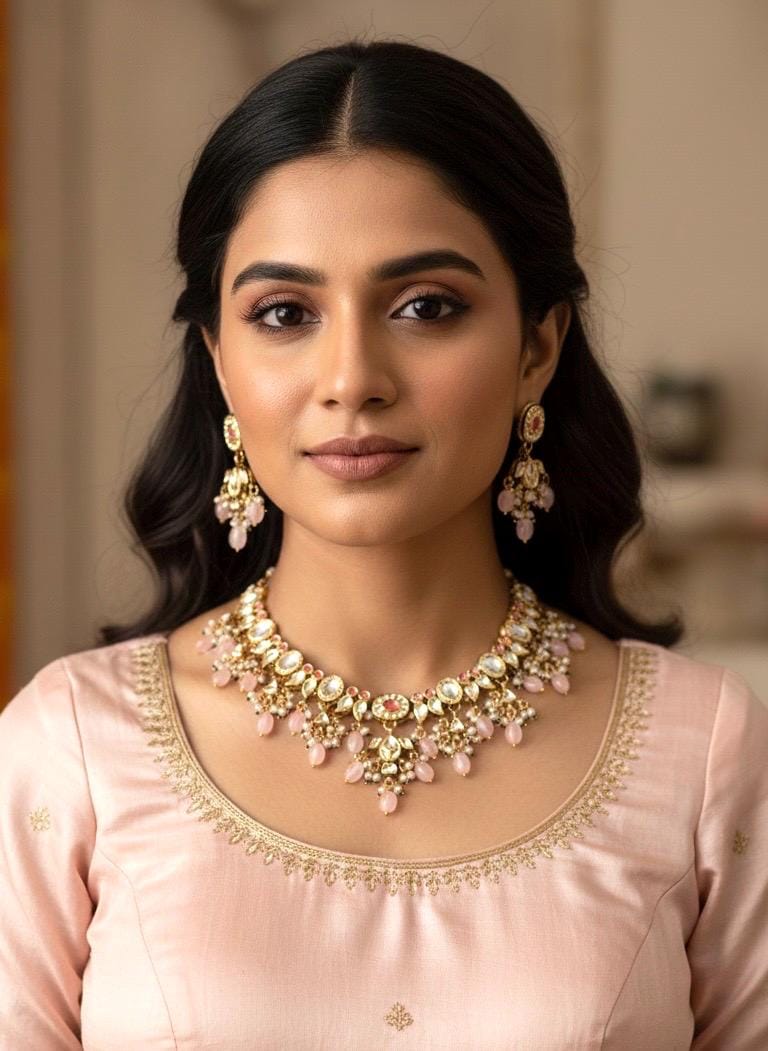 AAFIYA Pink Gold Necklace Set