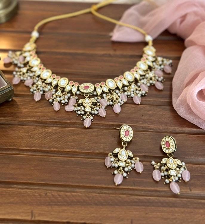 AAFIYA Pink Gold Necklace Set