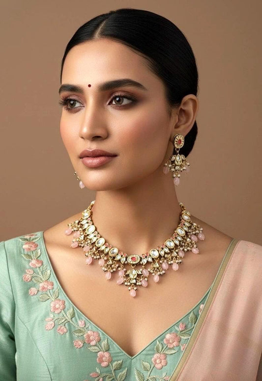 AAFIYA Pink Gold Necklace Set