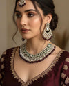 JESMINA Maroon cz kundan and zircon  Necklace set, maangtika included, Indian Pakistani wedding bridal jewelry