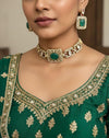 TARU Emerald green choker necklace set,cz Indian Bridal jewelry,doublet stone,pakistani wedding jewellery