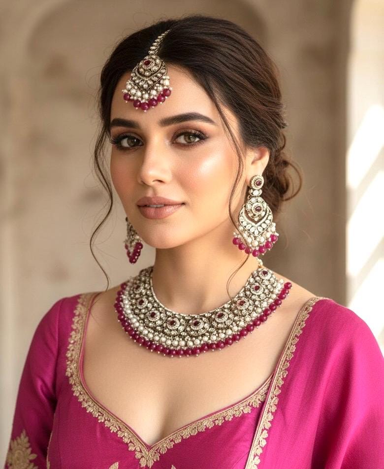 AMEIRA Pink Kundan Necklace Set