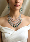 FREYA multilayered Green cz jewelry American Diamond High Quality necklace Choker set bridal wedding jewelry, Emerald green choker necklace