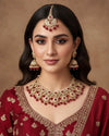 RINISHA red maroon Kundan  necklace set/ wedding jewelry pakistani bollywood jewelry/ punjabi indian kundan earrings maangtika