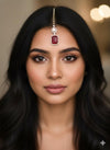SAIRA Ruby red doublet stone maangtika in doublet stone, Indian bridal jewelry