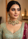 SHITAL Sabyasachi inspired Mint pink  Fusion Kundan choker set, necklace set, indian wedding Rajwada jewelry/ pakistani jewelry