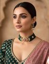 SNEHAL Sabyasachi inspired Green Fusion Kundan choker set, necklace set, indian wedding Rajwada jewelry/ pakistani jewelry