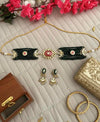 SNEHAL Sabyasachi inspired Green Fusion Kundan choker set, necklace set, indian wedding Rajwada jewelry/ pakistani jewelry