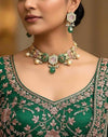 NOSHIN Sabyasachi inspired green pink and golden Fusion Kundan choker set,necklace set,indian bollywood wedding jewelry pakistani jewelry