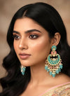 AADHYA blue colour earrings/Bollywood meenakari earrings/Pakistani bridal jewelry /Indian Diwali jewelry/ blue peach chandbali