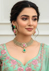 REVATI Mint pink Choker Necklace Earrings set