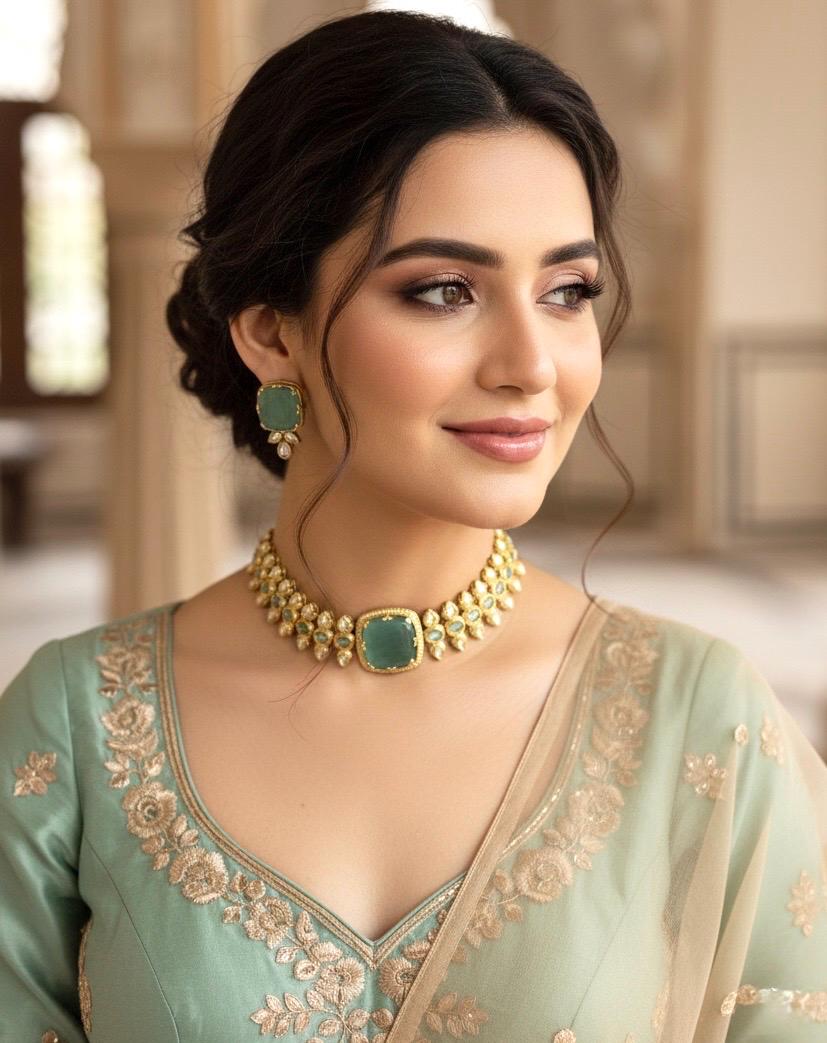 NITYA Mint Choker set, Indian Pakistani ethnic wedding jewelry